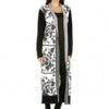 White Leaf-Print Long Cardigan