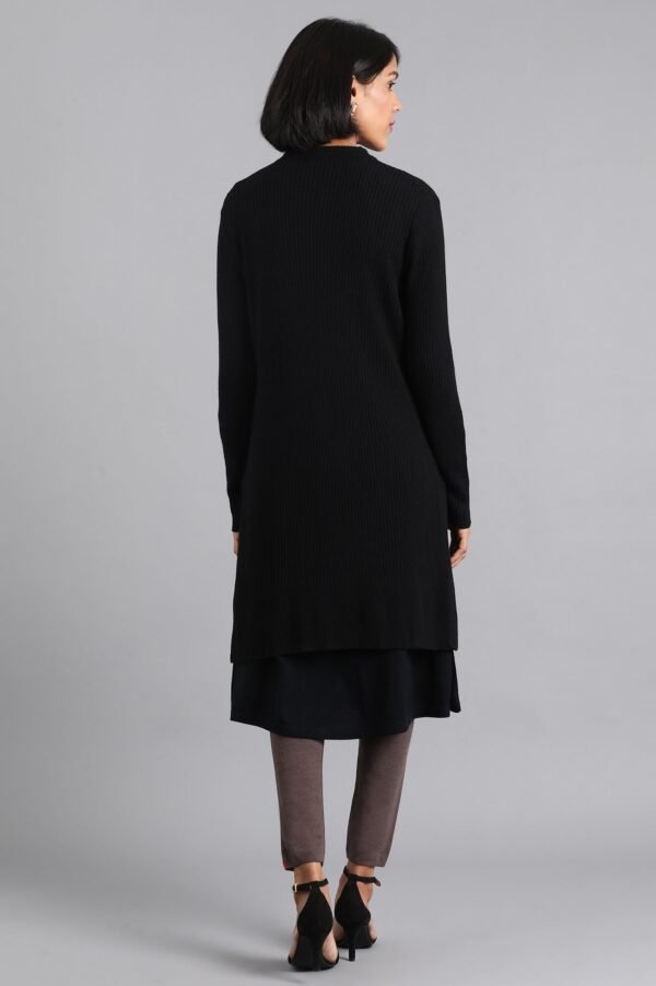 Black Ribbed Cardigan - Image 2