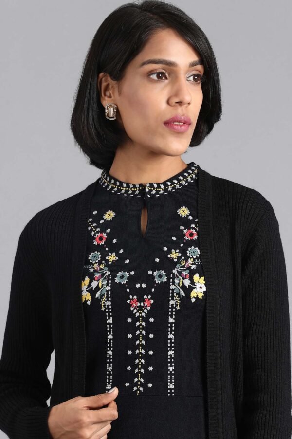 Black Ribbed Cardigan - Image 5
