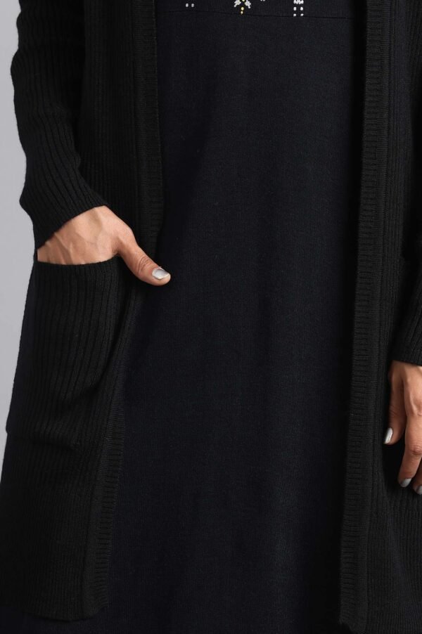 Black Ribbed Cardigan - Image 6