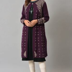 Purple Reversible Jacqaurd Cardigan