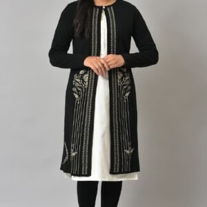 Black Reversible Front Open Women Cardigan