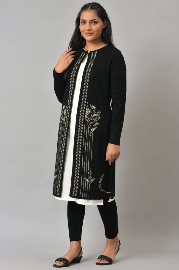 Black Reversible Front Open Women Cardigan - Image 3