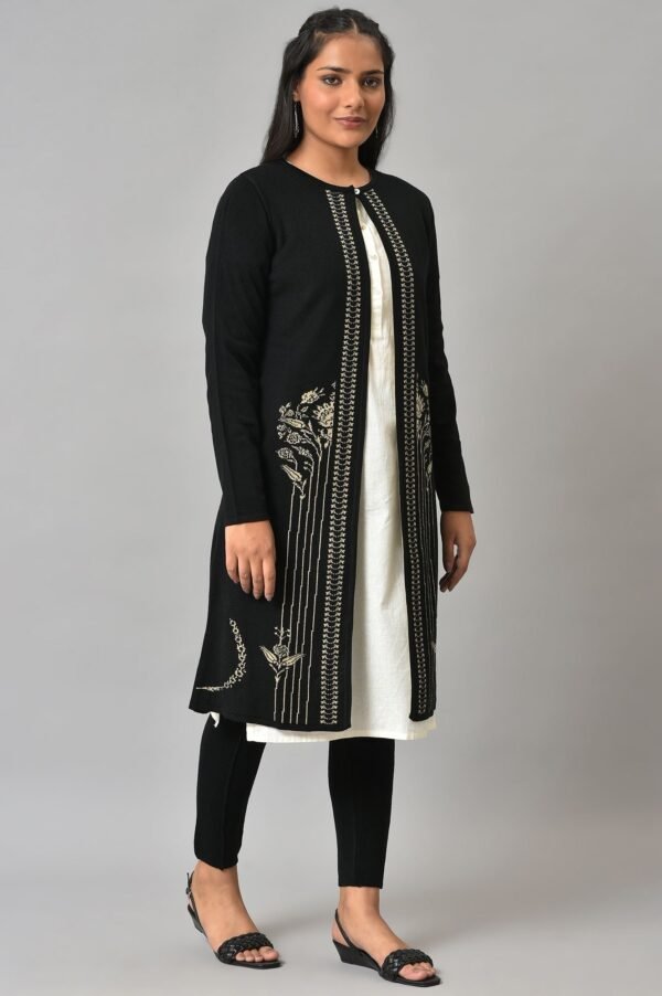 Black Reversible Front Open Women Cardigan - Image 4