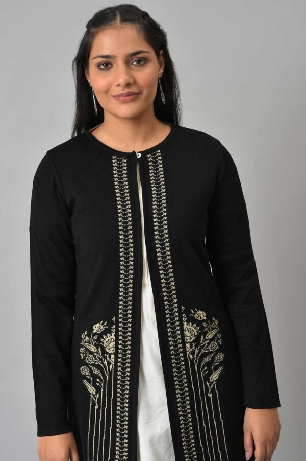 Black Reversible Front Open Women Cardigan - Image 5