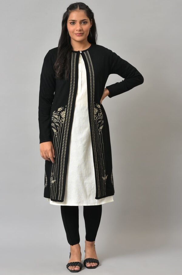 Black Reversible Front Open Women Cardigan - Image 8